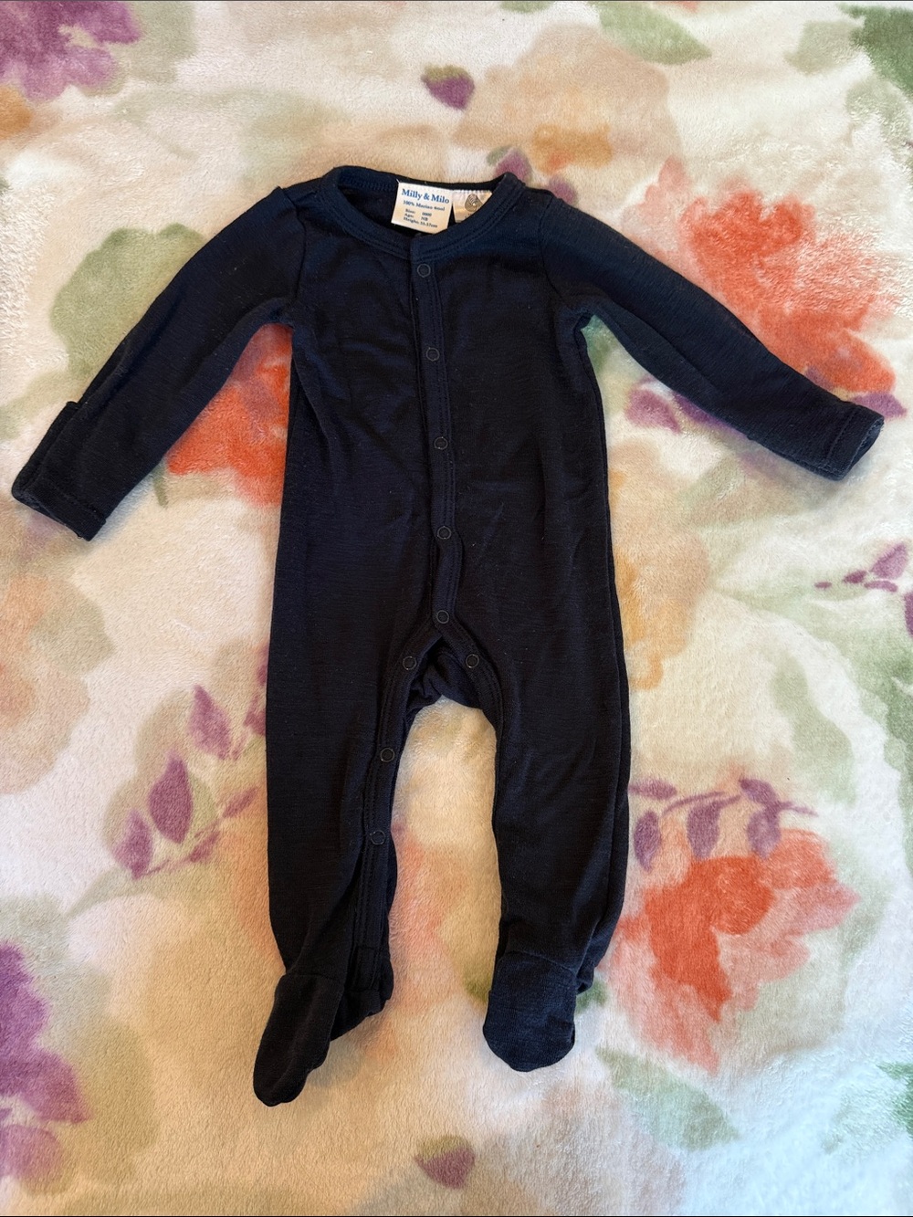 Navy Footed One-Piece for Kids